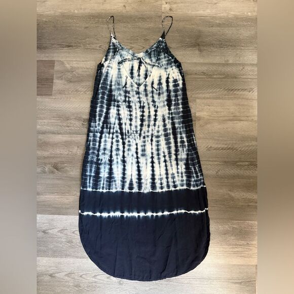 Anthropologie Cloth & Stone Tie Dye Midi Dress Navy White - Picture 6 of 13